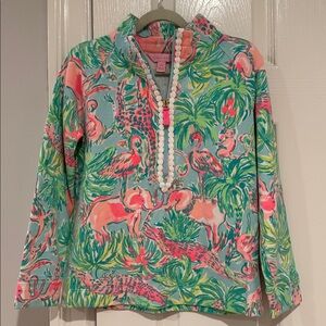 Lilly Pulitzer Colorful Flamingo and Jungle Print Pullover